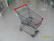 Carrinho de compras da roda do supermercado 4 com grade baixa 45L e a barra vermelha do punho