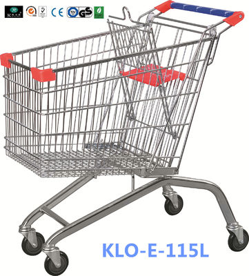 China Carrinho de compras BRITÂNICO 115L do grande supermercado resistente com a roda do plutônio do giro da polegada 4x4 fábrica