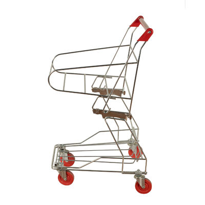 comprar Revestimento do pó do trole do cesto de compras das rodas do impulso 4 da mão do zinco com imprimir o logotipo online manufacture