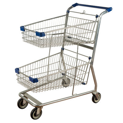 comprar Logotipo impresso galvanizado carrinho de compras da cesta do dobro do metal do trole do cesto de compras do serviço público online manufacture