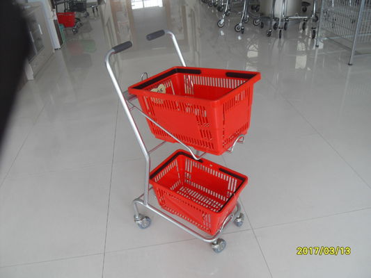 China O aço do supermercado rodou o cesto de compras com a roda do PVC/plutônio/TPR de 3 polegadas fábrica