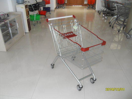 China Carrinhos de compras do supermercado da grande capacidade, carrinhos de compras do fio com rodas fábrica